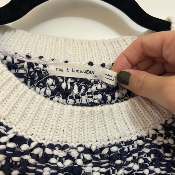 Rag & Bone Women's Naomi Marled Boucle Texture Blue Pull-over Sweater Size Small - Picture 4 of 6